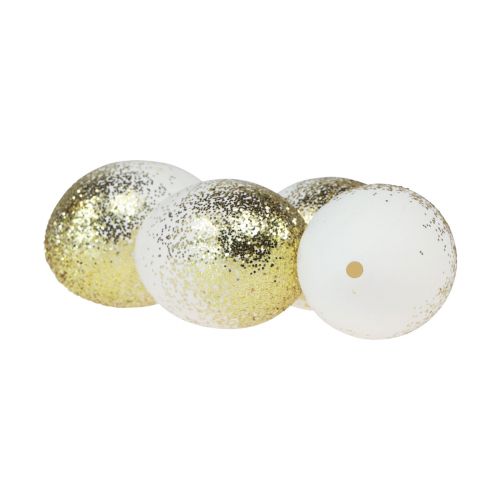 tételeket Dekoratív húsvéti tojás igazi csirke tojásfehérje arany csillámmal H5,5-6cm 10db
