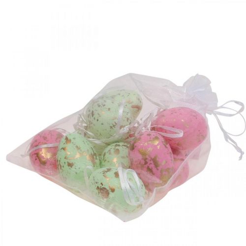 Floristik24 Deco húsvéti tojás felakasztható rózsaszín/zöld/arany húsvéti díszek 12 db