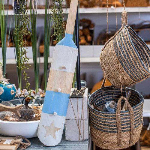 Floristik24 Deco lapátos gardrób tengeri dekoráció fa fali dekoráció világoskék 1m