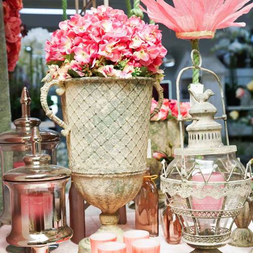 Floristik24 Fém pohár antik mohazöld Ø19,5cm H37cm