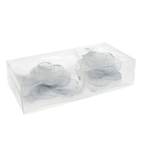 Floristik24 Díszrózsa klipszre Ø10cm ezüst 2db