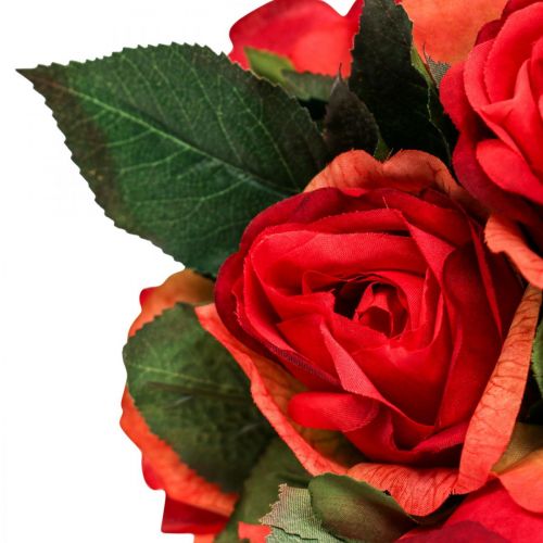 Floristik24 Deco rózsa csokor művirág rózsa piros H30cm 8db