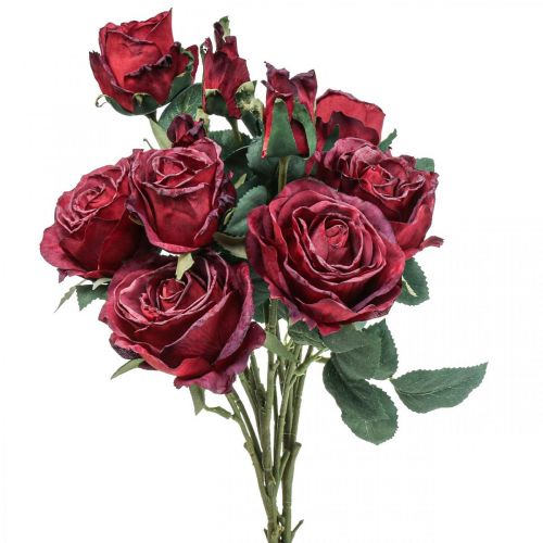 Deco rózsák piros műrózsák selyemvirágok 50cm 3db