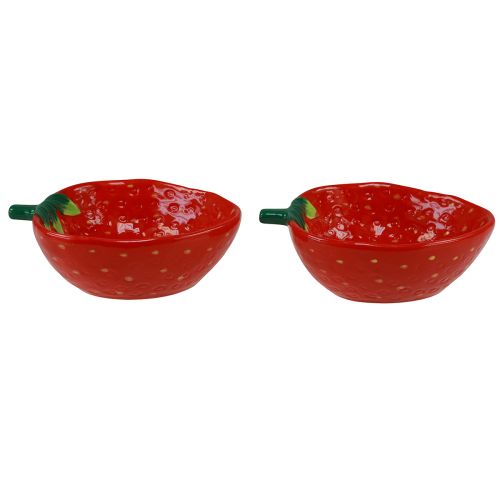 Floristik24 Dísztál epres kerámia tál piros 12,5×15,5cm 2db