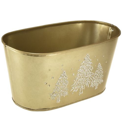 Dekoratív tál ovális karácsonyfaültető arany 24×13×12,5cm