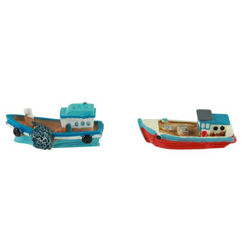 tételeket Dekoratív csónak csónak kék piros tengeri asztaldísz 5cm 8db