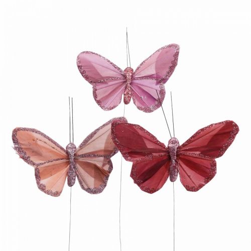 Deco pillangó dróttollas pillangó rózsaszín 10×6cm 12db