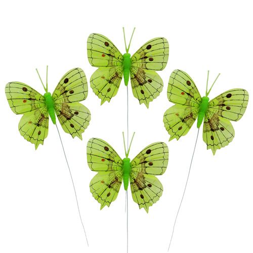 Dekoratív pillangók zöld 8cm 6db