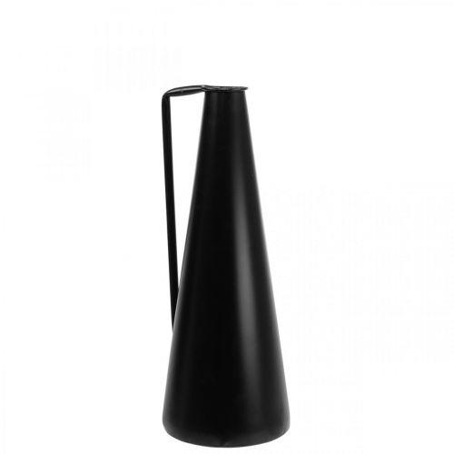 Dekoratív váza fém fekete díszkancsó kúpos 15x14,5x38cm