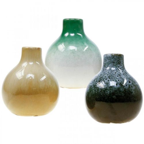 Dekoratív vázák, kerámia vázák szett gömb alakú H10,5cm Ø9cm 3db