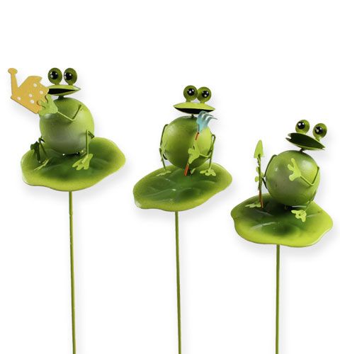 Floristik24 Díszbékák kerti szerszámokkal pálcán 6db