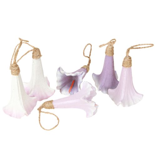 tételeket Dekoratív Harangvirág Medálok, Lila és Fehér, 6 Darabos Szett, Ø3,5cm, M8cm, Tavaszi és Húsvéti Dekorációk