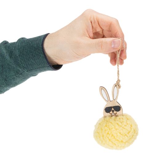 tételeket Húsvéti Nyuszi Dekoráció Akasztásra, Bolyhos Nyuszi, Sárga, Ø7cm, 6 Darab