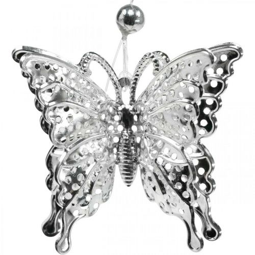 Dekoratív függő pillangó, esküvői dekoráció, fém pillangó, rugós 6db