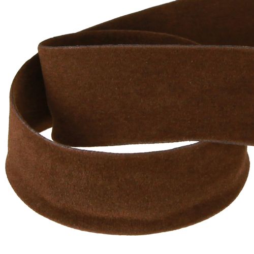 Floristik24 Dekoratív szalag barna bársony szalag ékszer szalag 25mm 7m