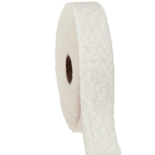 Floristik24 Dekoratív szalag krémszínű széles szalag gyapjúhatású textil szalag 40mm 8m