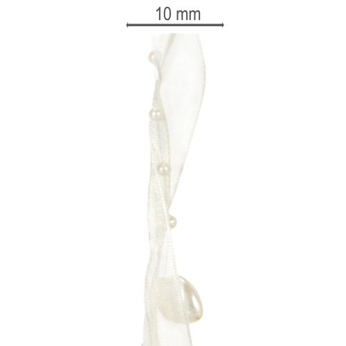 tételeket Dekoratív szalag, krém, szívek, gyöngyök, esküvői dekoráció, 10mm, 5m