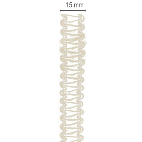 tételeket Dekoratív juta szalag, natúr ajándék szalag, krémfehér, 15mm x 15m