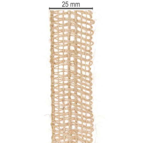 tételeket Dekoratív juta szalag, natúr, 25 mm; juta szalag; rusztikus ajándék szalag, 10 m