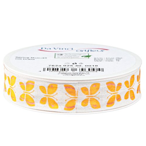 tételeket Dekoratív szalag pillangók narancssárga drót széle 25mm 18m