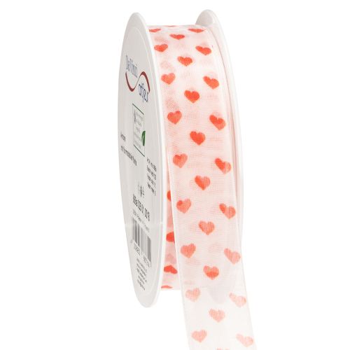 tételeket Ajándékszalag szívekkel, ideális kreatív csomagolási ötletekhez és személyes ajándékokhoz, 2,5 cm széles, 15 m hosszú