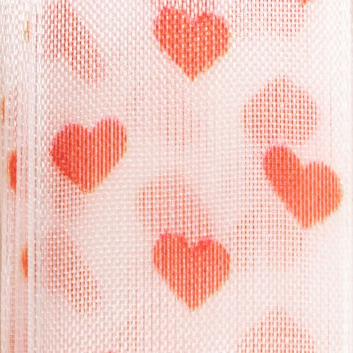 tételeket Ajándékszalag szívekkel, ideális kreatív csomagolási ötletekhez és személyes ajándékokhoz, 2,5 cm széles, 15 m hosszú