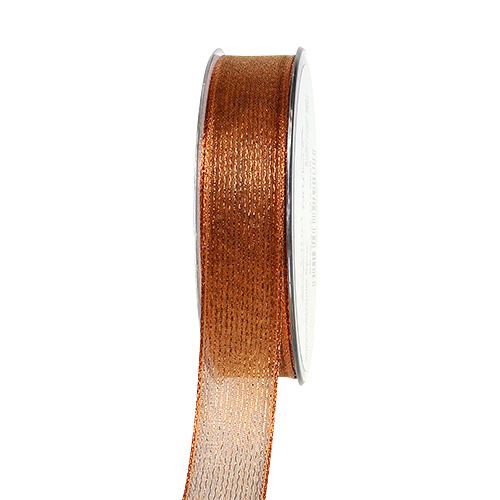 Dekoratív szalag lurex csíkokkal réz 25mm 20m vétel | Floristik24.hu