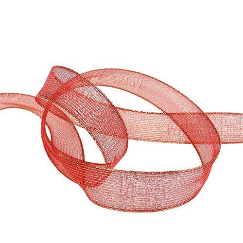 Dekoratív szalag lurex csíkokkal piros 25mm 20m | Floristik24.hu