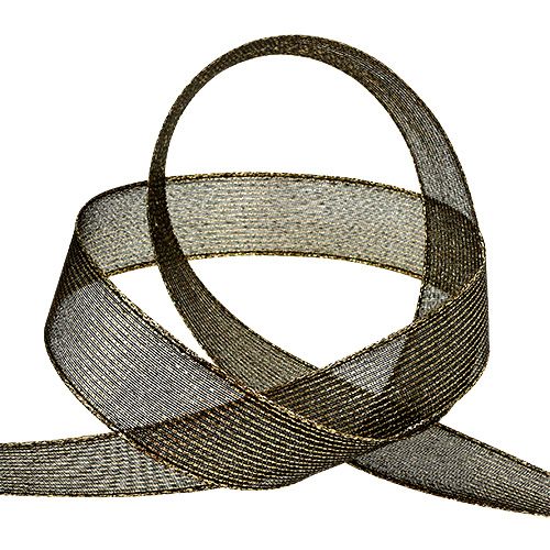 Dekoratív szalag lurex csíkokkal fekete 25mm 20m | Floristik24.hu
