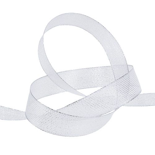 Dekoratív szalag lurex csíkokkal ezüst 25mm 20m | Floristik24.hu
