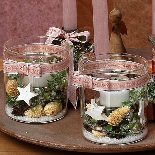 Floristik24 Díszítő szalag rózsaszín mintával 15mm 20m