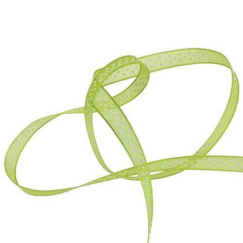 Floristik24 Díszítő szalag pöttyökkel zöld 7mm 20m