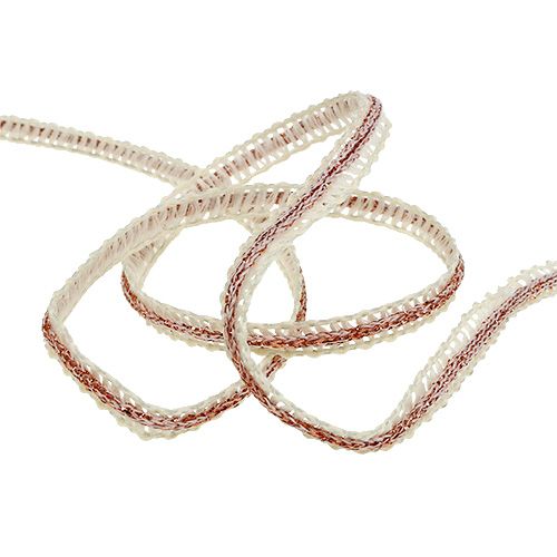 Floristik24 Deco szalag keskeny krém dróttal 8mm 15m