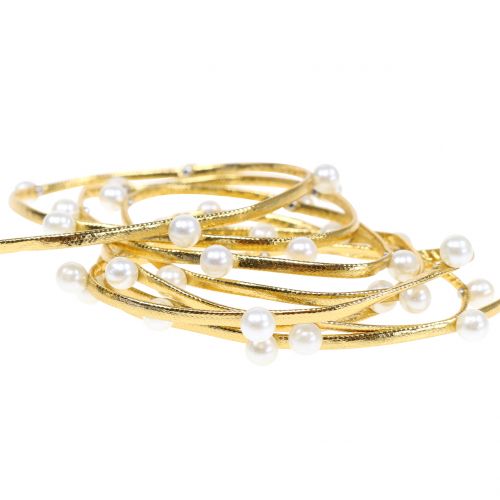 Floristik24 Arany díszszalag gyöngyökkel 10mm 8m