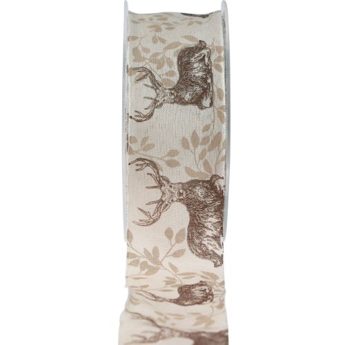 Karácsonyi szalag szarvas ajándék szalag barna 40mm 20m