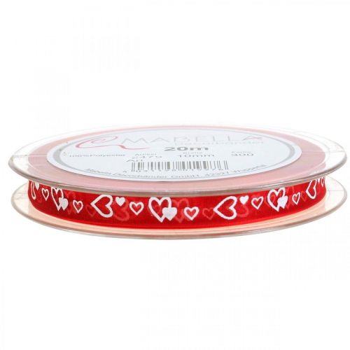 Floristik24 Deco szalag piros szívecskékkel 10mm 20m