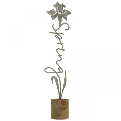 Fém dekoratív virág fa állvány felirattal Spring 6x9,5x39,5cm