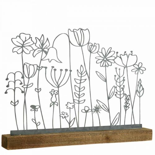 Kijelző fém dekoráció asztaldísz virág rét 37×5×27,5cm