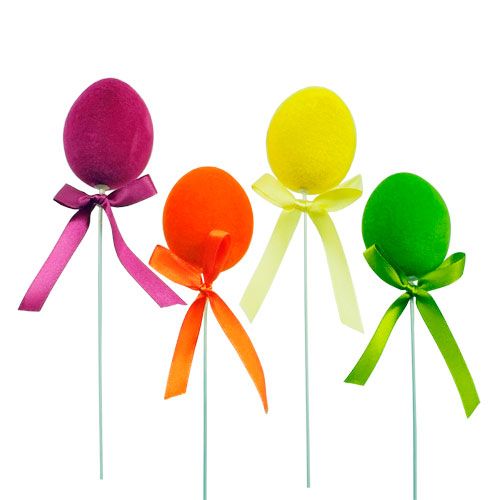 Floristik24 Dísztojás drótpel flokált színes 6cm 12db