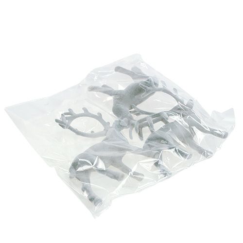 Floristik24 Deco figura szarvas nyelt szürke 22cm 3db