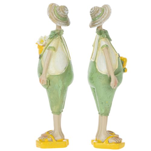 Dekoratív kertész figurák, asztaldísz, nyári, zöld/sárga, 16,5 x 5,5 cm, 2 darab | Floristik24.hu