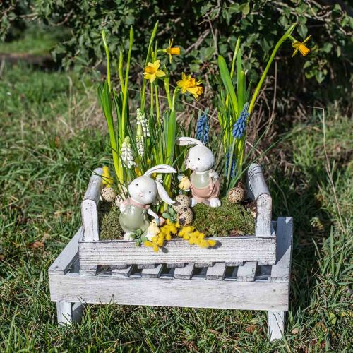 Floristik24 Deco figurák deco nyúl nyúl gyerekek csibékkel H11cm 2db