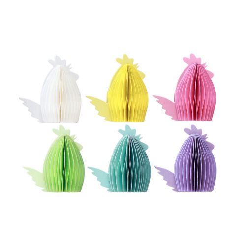 tételeket Dekoratív figurák méhsejt papír csirkék színes 7,5×4,5×8 cm 6db