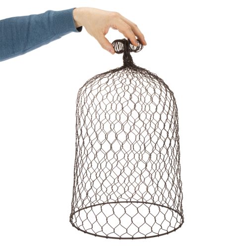 Dekoratív fém csengő, mászóeszköz, dróthálós kapucni, barna, rozsdabarna felület, M50/41cm Ø30/25cm, 2 db-os szett | Floristik24.hu