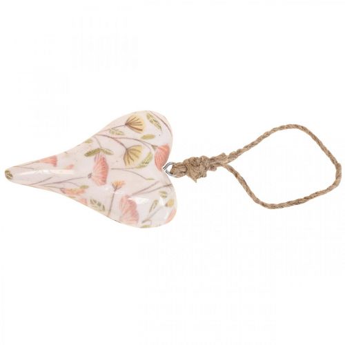 Floristik24 Deco fogas fa szív deco fogas motívum virágok 7x10x2,5cm