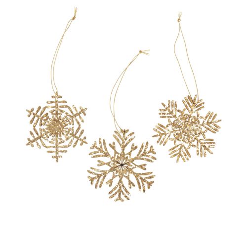 Deco fogas fa hópelyhek deco gold téli Ø10cm 9db