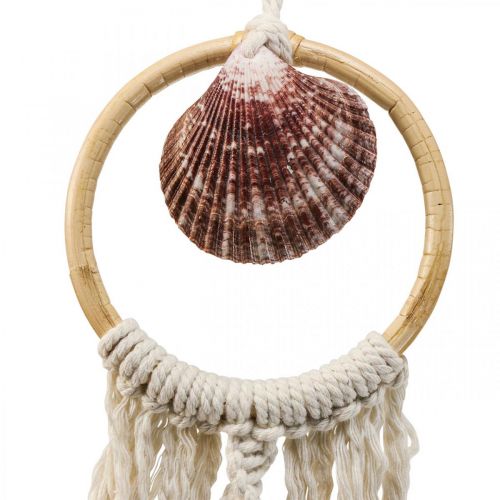 Dekoratív akasztós tengeri, kagyló medál makramé dekoráció 45×11,5cm