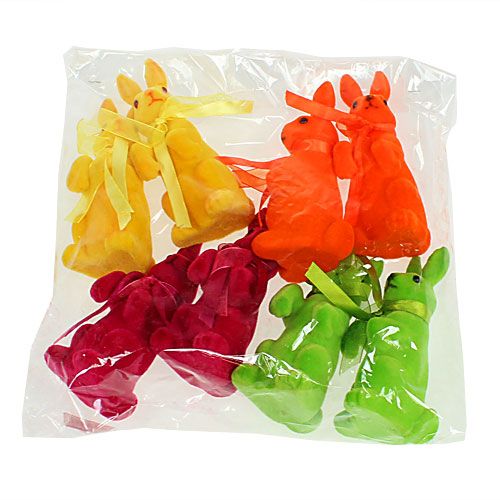 Floristik24 Dísznyulak ülve állományban színes H14,5cm 8db