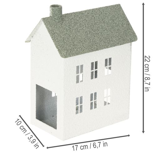 Dekoratív fémház alakú ház ablakokkal és kéménnyel, 22 cm | Floristik24.hu
