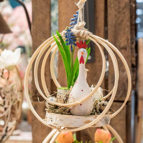 Floristik24 Dekoratív csirkefa fehér dekoratív figura húsvéti Ø5cm H15cm 2db